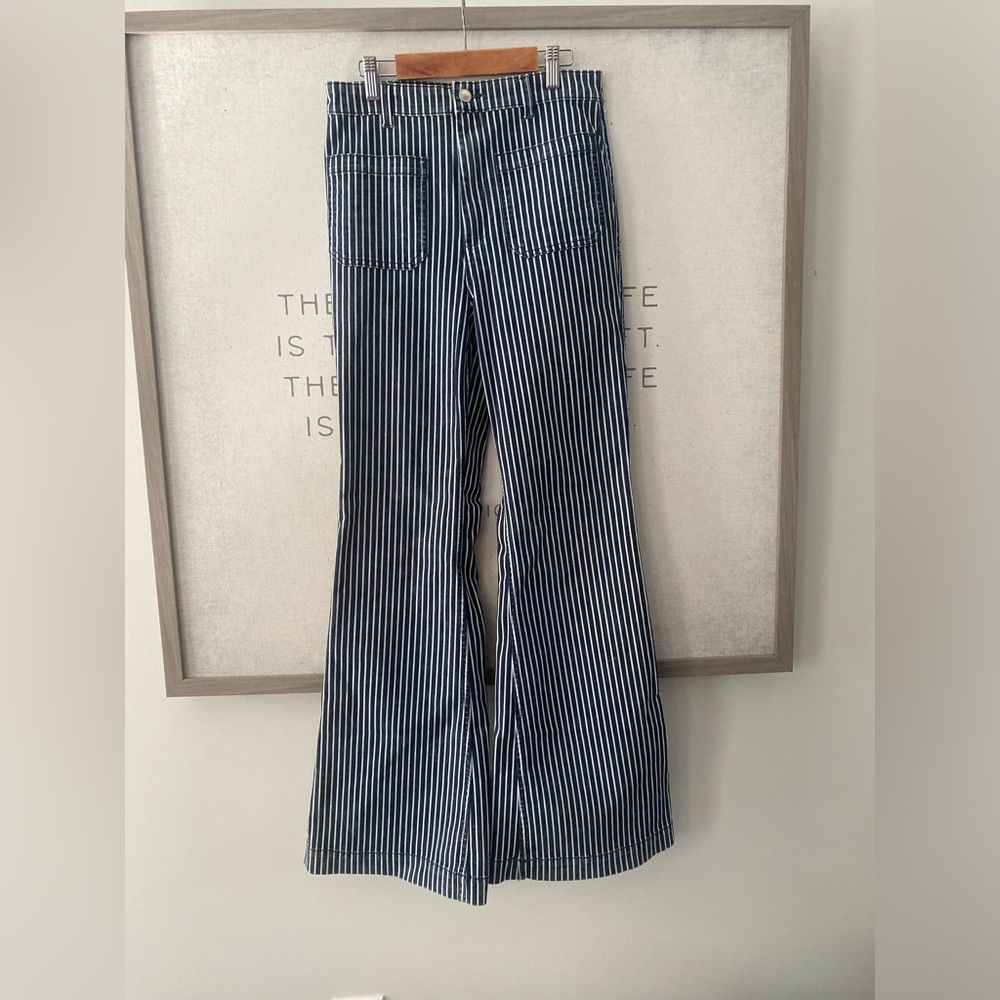 N.E.5 Navy/white striped Wide-Leg Women’s Jeans - as 27